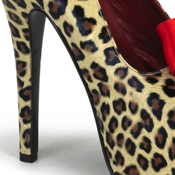 Pinup Leopard Bow Platform High Heel Shoes - Picture 4 of 4